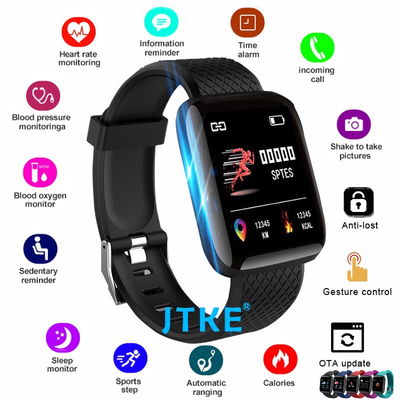 Đồng Hồ Thông Minh 116 Plus Có Dây Đeo Silicon Theo Dõi Sức Khỏe Cho Apple IOS Android Và Phụ Kiện