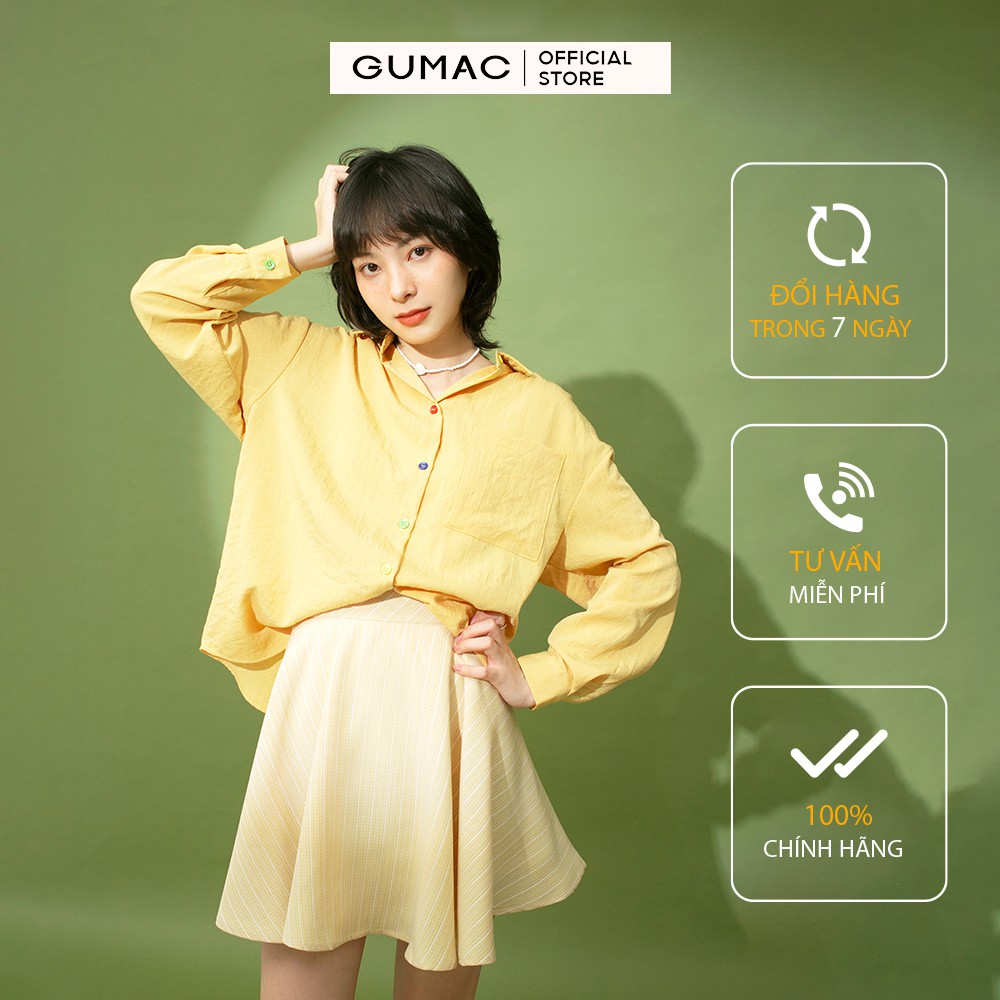 Áo sơ mi nữ phối nút nhiều màu GUMAC trơn đủ size, thiết kế basic năng động, trẻ trung AB192