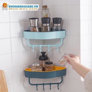Kệ góc tam giác 2 lớp siêu dày nhựa nguyên sinh bền đẹp, Gắn tường tiện lợi, Có Móc treo đa năng
