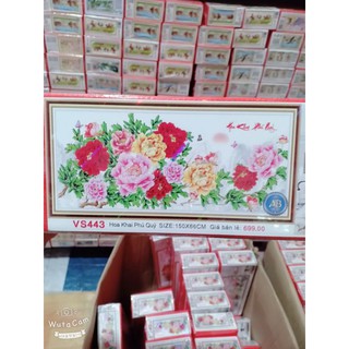 Tranh đính đá  HOA KHAI PHÚ QUÝ KT:1m50 x 66cm