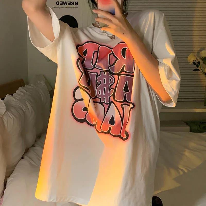 NRVP Áo Thun 100% Cotton Dáng Rộng Thời Trang Hàn Quốc Cho Nữ