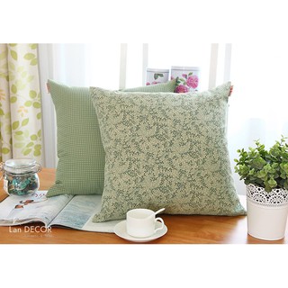 Vỏ gối tựa sofa, trang trí nhà cửa Landecor mẫu caro xanh cốm - VG233