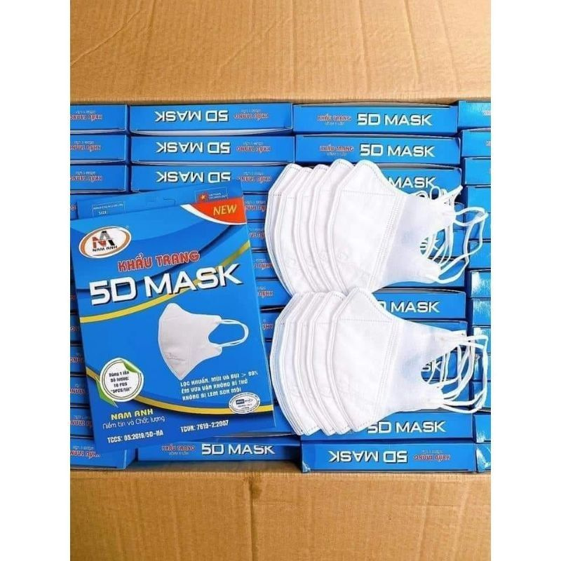 Hộp khẩu trang y tế 5d mask quai thun cao cấp 10 cái