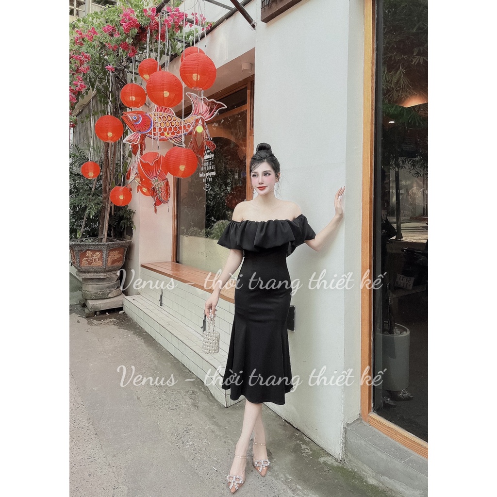 VÁY ĐUÔI CÁ BÈO TRẮNG ĐEN - VENUS DESIGN