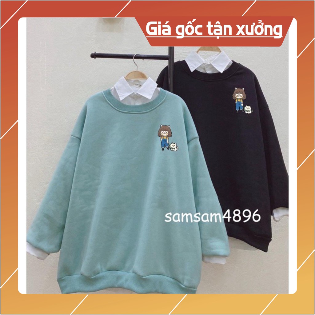 hót [FREESHIP 50K] Áo sweater nỉ cô gái và cún con siêu rẻ