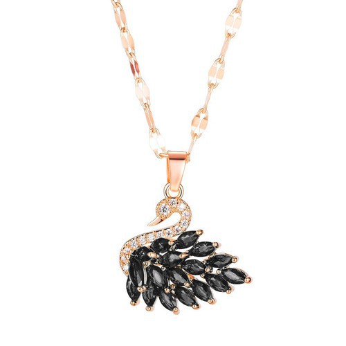 Dây Chuyền Thiên Nga Đính Đá Nhân Tạo Titan Ko Đen TT 3184