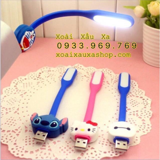 Đèn Led USB cắm máy laptop làm việc hoạt hình Stitch, Kitty, Đoraemon dễ thương