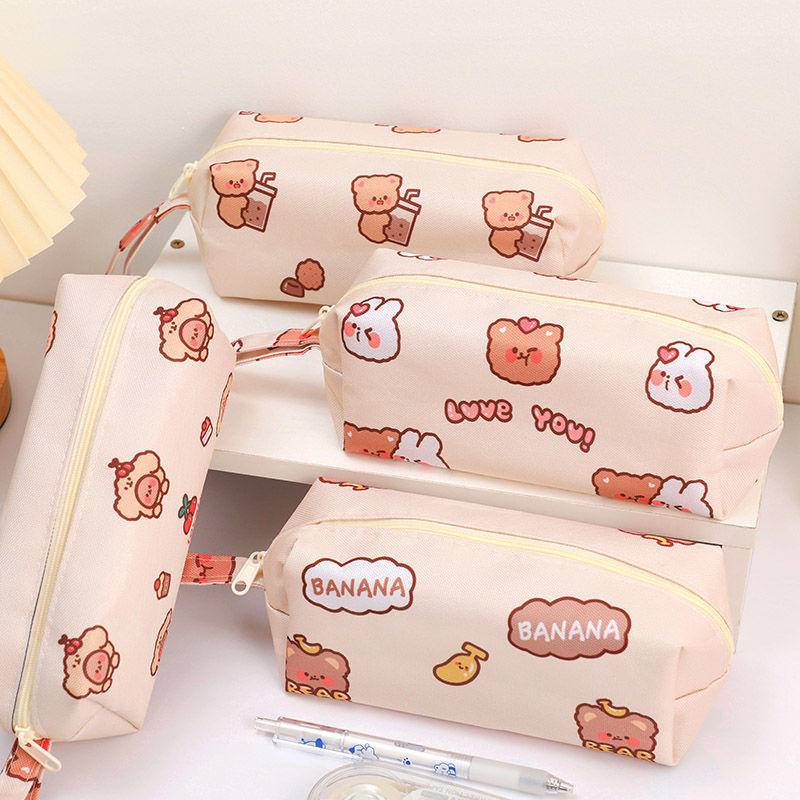 ⭐ iLado ⭐  Túi đựng bút trong suốt cute túi nilong/PVC cute bear chủ đề nhân vật túi zip nhỏ hộp vải đựng đồ Hộp đựng hộp bút hologram bút cute bọc zip tiểu an văn phòng phẩm Đa Dụng túi đựng đồ dùng cá nhân hình
