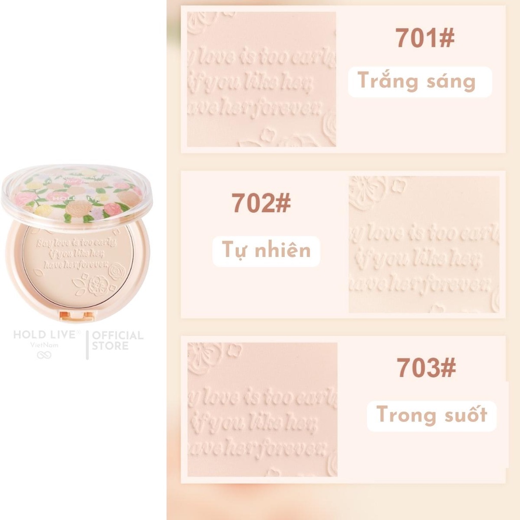 [new 2022] Phấn phủ nén HOLD LIVE Floral Soft Mist HL547, kiềm dầu, lâu trôi, không thấm nước, nội địa Trung chính hãng