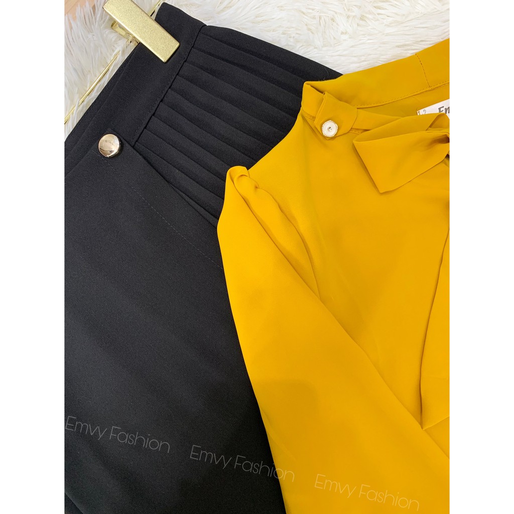 Áo lụa hàn châu cổ nơ tay bồng EMVY - A27 | BigBuy360 - bigbuy360.vn