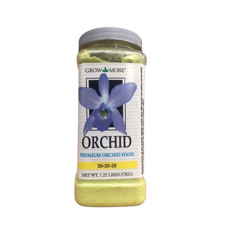 Phân bón Grow More Orchid 20-20-20 chuyên dùng cho lan - Hoa lớn, màu sắc đẹp nhập khẩu Mỹ Growmore 567gr