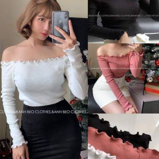 Áo bánh bèo trễ vai dài tay