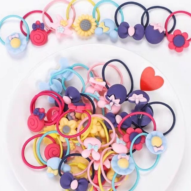 Set 20 dây cột tóc cho bé kèm túi zip