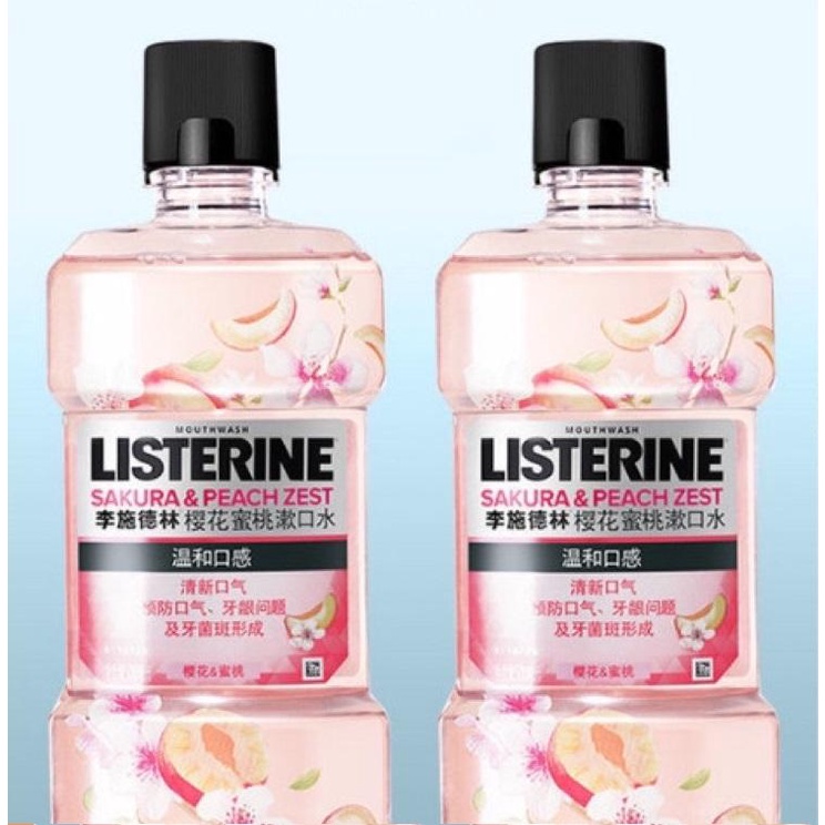 [HOT] Nước súc miệng LISTERINE mùi đào Sakura &amp; Peach thơm miệng ngừa sâu răng - 500 ml