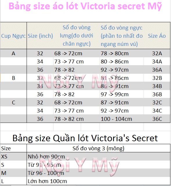 Áo lót Victoria’s Secret hàng chuẩn Mỹ