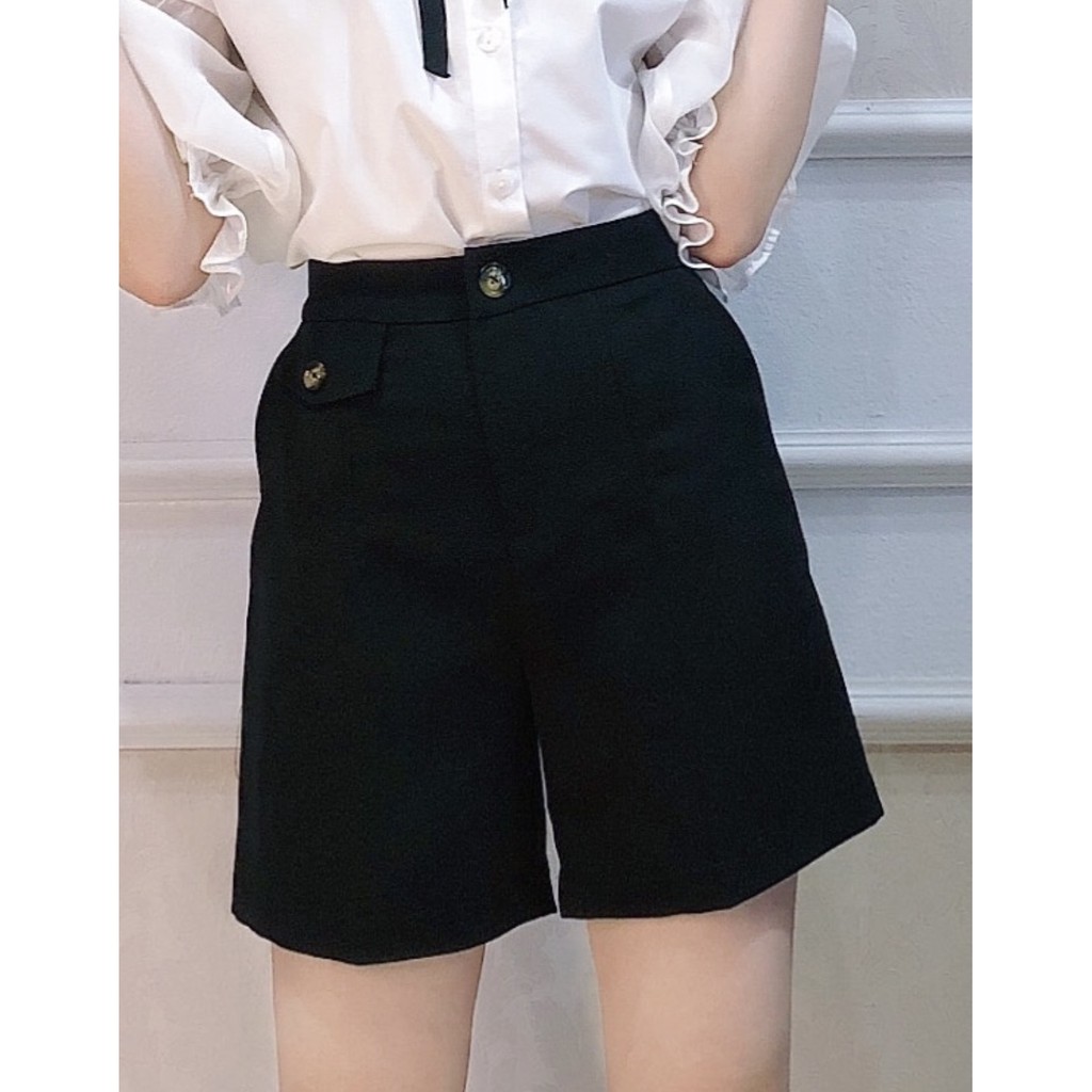 Quần short nữ kaki vitex cạp cao tôn dáng, quần đùi có nắp túi, Hàng thiết kế Hachidesigns | BigBuy360 - bigbuy360.vn