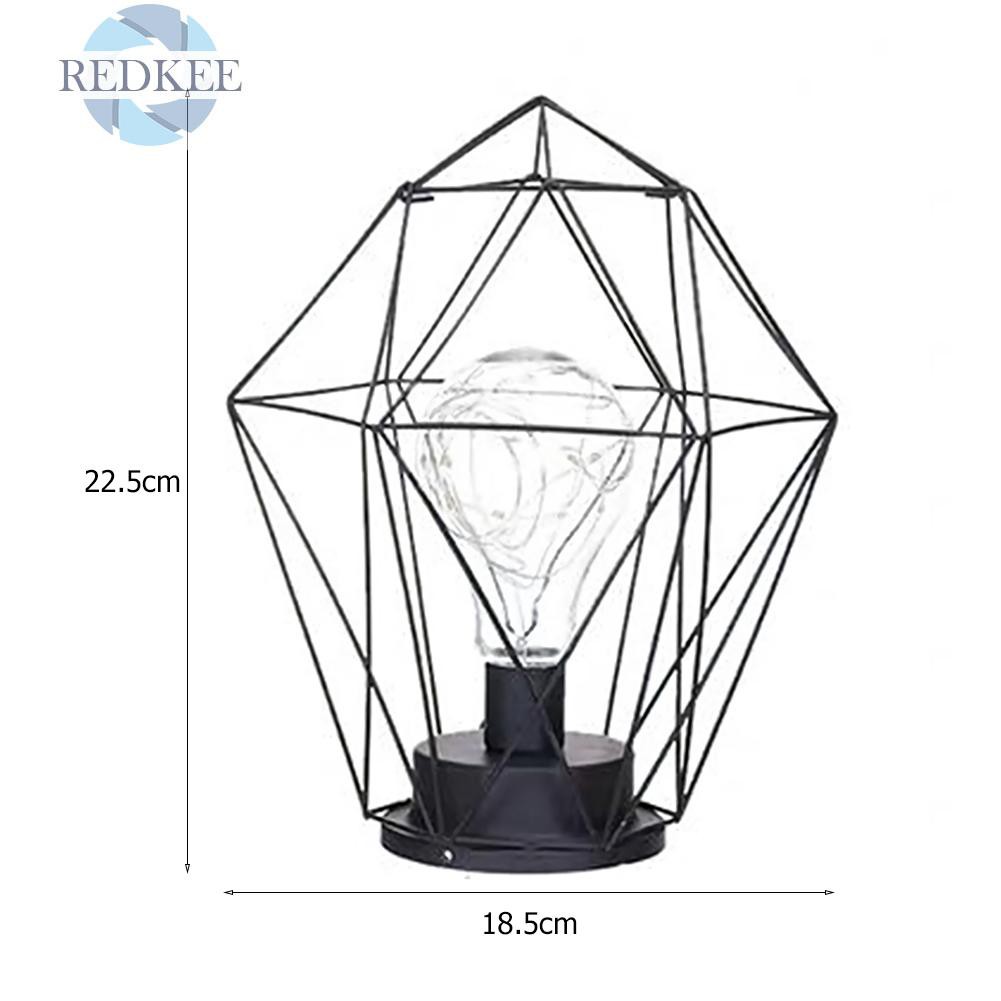 Đèn Led Để Bàn Hình Học Bằng Sắt Rèn Dùng Trang Trí Phòng Ngủ