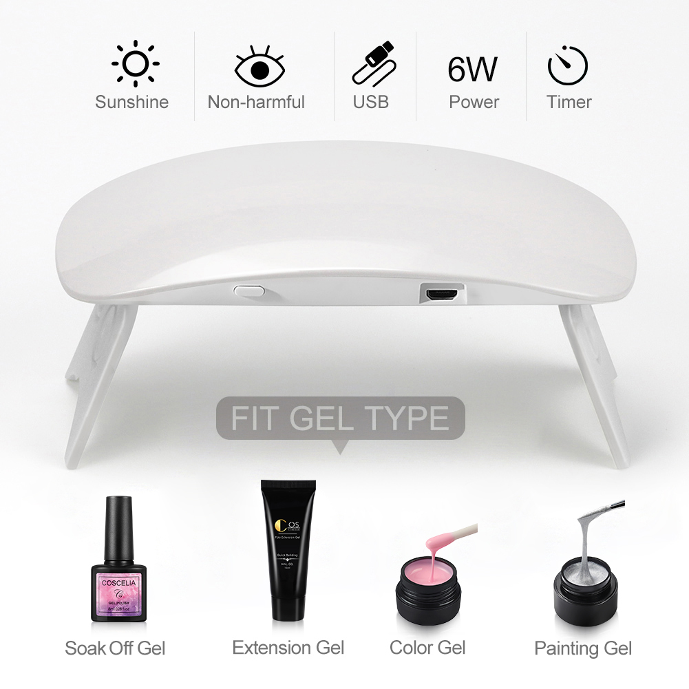 [Hàng mới về] Đèn LED Hong Khô Sơn Móng Tay Gel UV 6W Màu Trắng/Màu Hồng