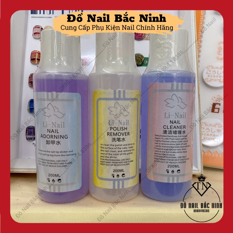 Nước Lau Gel, Phá Móng, Dung Dịch Rửa Cọ Nail Li-Nail Chính Hãng Chai 200ml