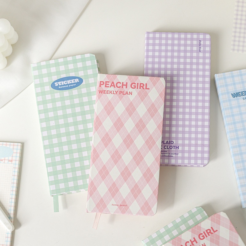 Sổ Slim Grid Sổ Tay Weekly Plan Infeel.Me Bìa Pastel Caro Phong Cách Cute Ngọt Ngào Làm Planner 4 Màu 💗🍨