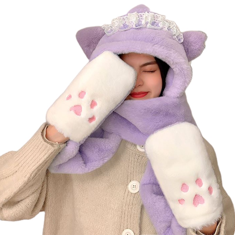 Youyo Khăn Choàng Cổ Dày Dặn Giữ Ấm Tai Gấu Hoạt Hình One Piece Thời Trang Mùa Đông Cho Bé Gái