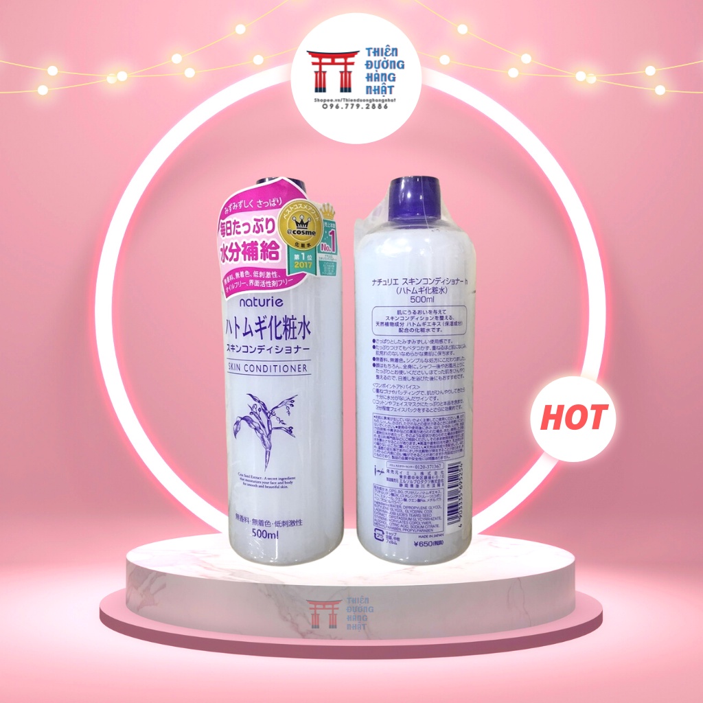 Nước hoa hồng ý dĩ Naturie Hatomugi Nhật 500ml