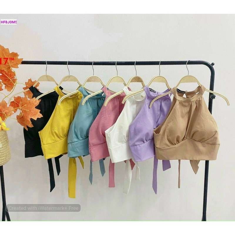 Áo kiểu yếm cài nút cổ sau buộc nơ xinh có kèm mút ngực