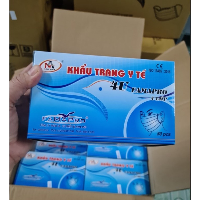 Khẩu Trang Y Tế 4 Lớp Kháng Khuẩn Xám Đen Trắng Xanh