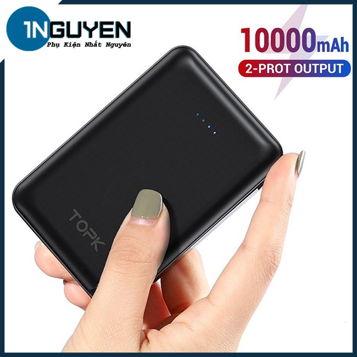 Pin Sạc Dự Phòng 10000mAh 2 Cổng USB | Power Bank 2 Port OutPut - TOPK 1004