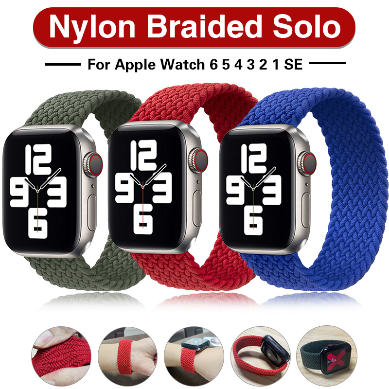 Dây Đeo Nylon Cho Đồng Hồ Thông Minh Apple Watch Series 6 Se Solo 38mm 40mm 42mm 44mm Band Series 5 4 3 2 1