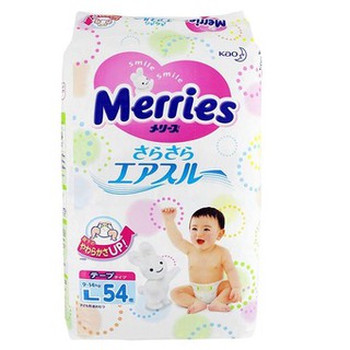 Bỉm Merries cộng miếng Tã Dán size L54