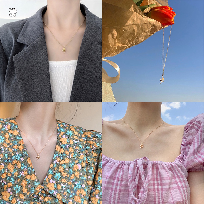 Vòng cổ mặt hình hoa hồng phong cách vintage thời trang