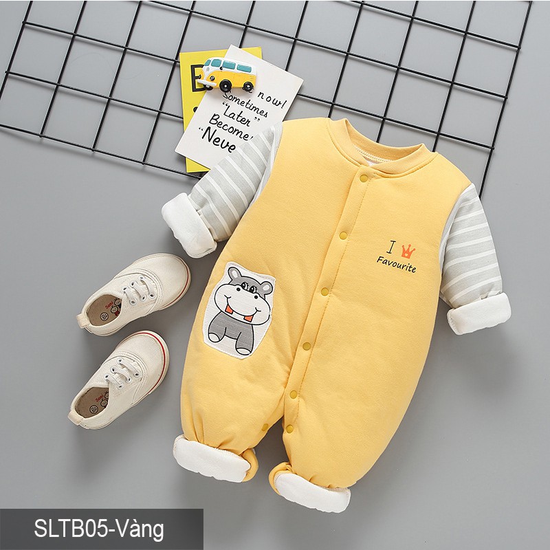 Body trần bông 3 lớp ủ ấm cho bé Trai bé gái 3-12 tháng SLTB05