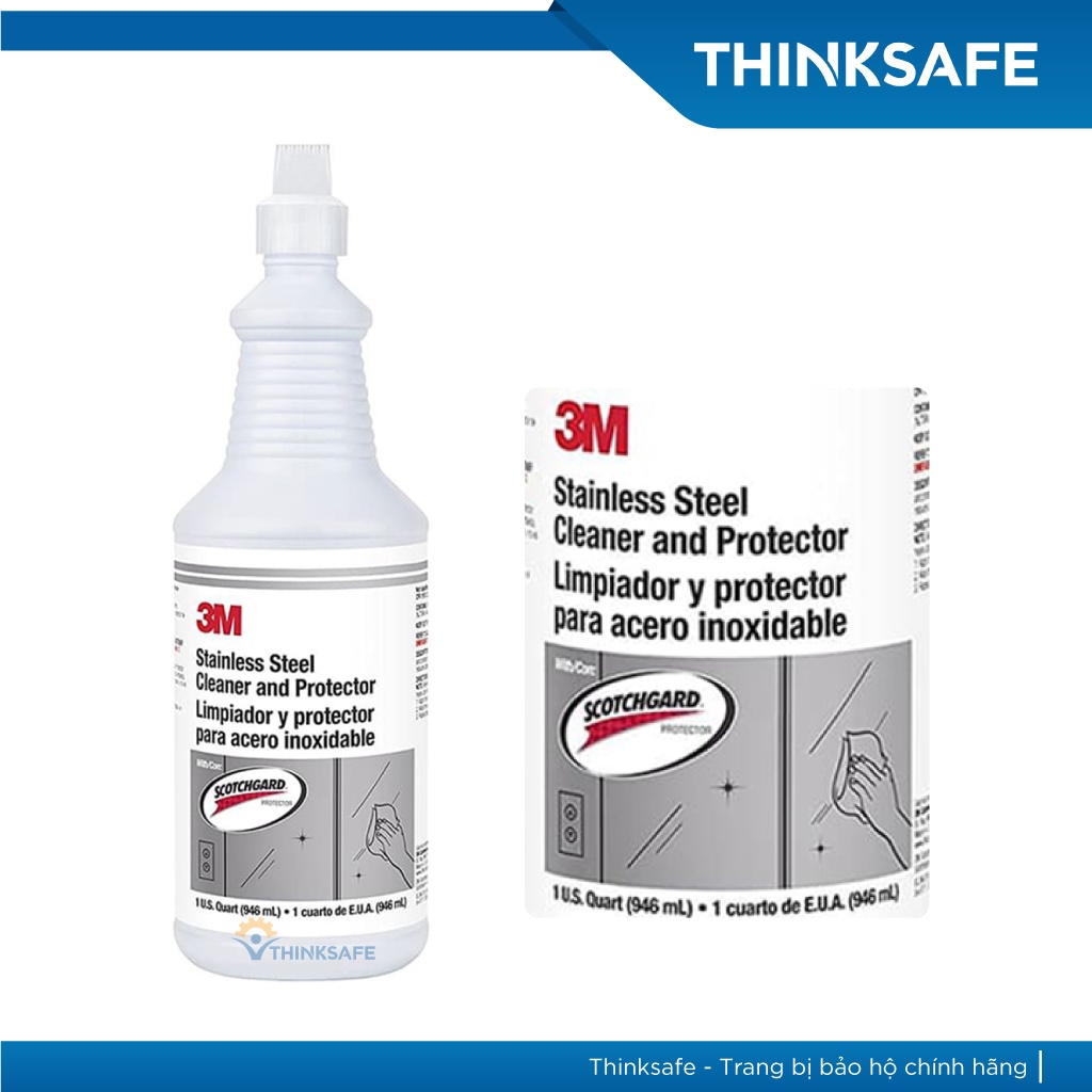 Dung dịch tẩy rửa bảo vệ Inox, thép không gỉ 3M Stainless Steel Cleaner and Protector Scotchgard 946ml - Thinksafe
