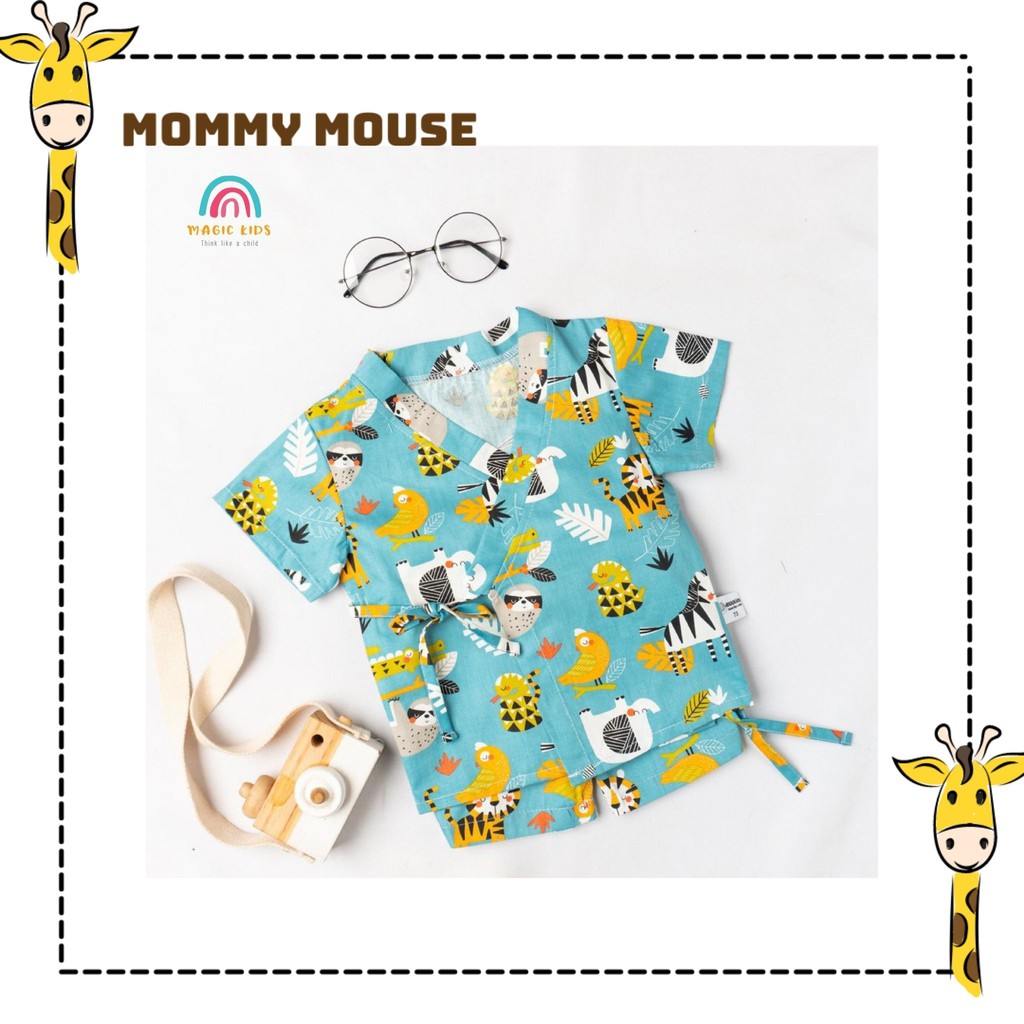 Bộ ngủ Pyjama cộc tay họa tiết hoạt hình, đồ bộ Yukata dễ thương cho bé