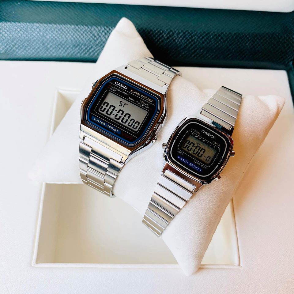 Đồng hồ đôi nam nữ Casio A158 và LA670 Silver - Hàng chính hãng - Fullbox Tem - BH 1 năm