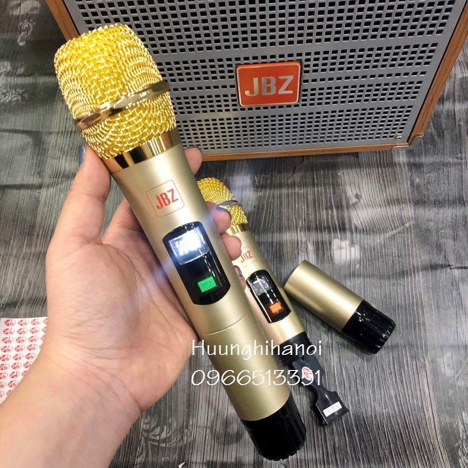 Loa karaoke di động JBZ 1203 hát karaoke cực hay, kèm 2 micro nhôm UHF không dây. [Mẫu mới đáng đồng tiền bát gạo]