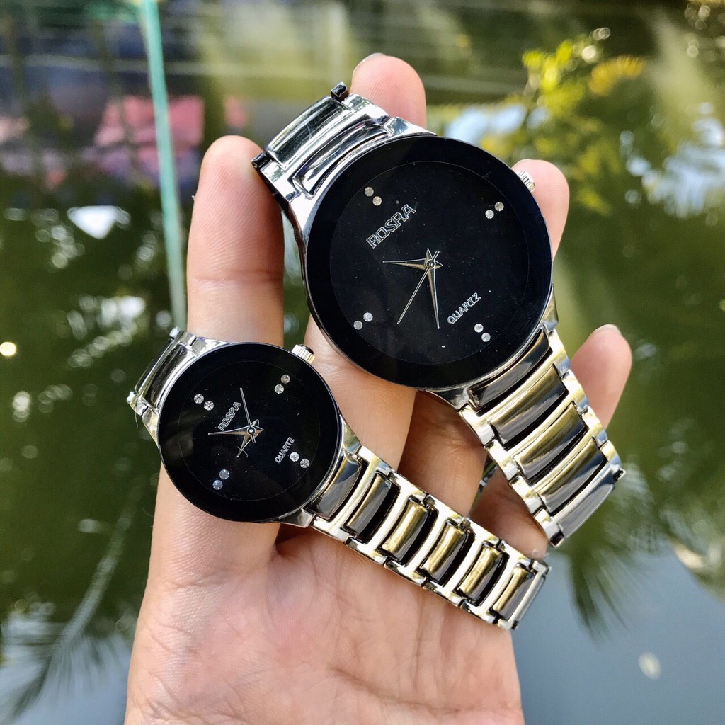 Đồng hồ thời trang nam nữ ROSRA dây kim loại bạc cực đẹp QA385