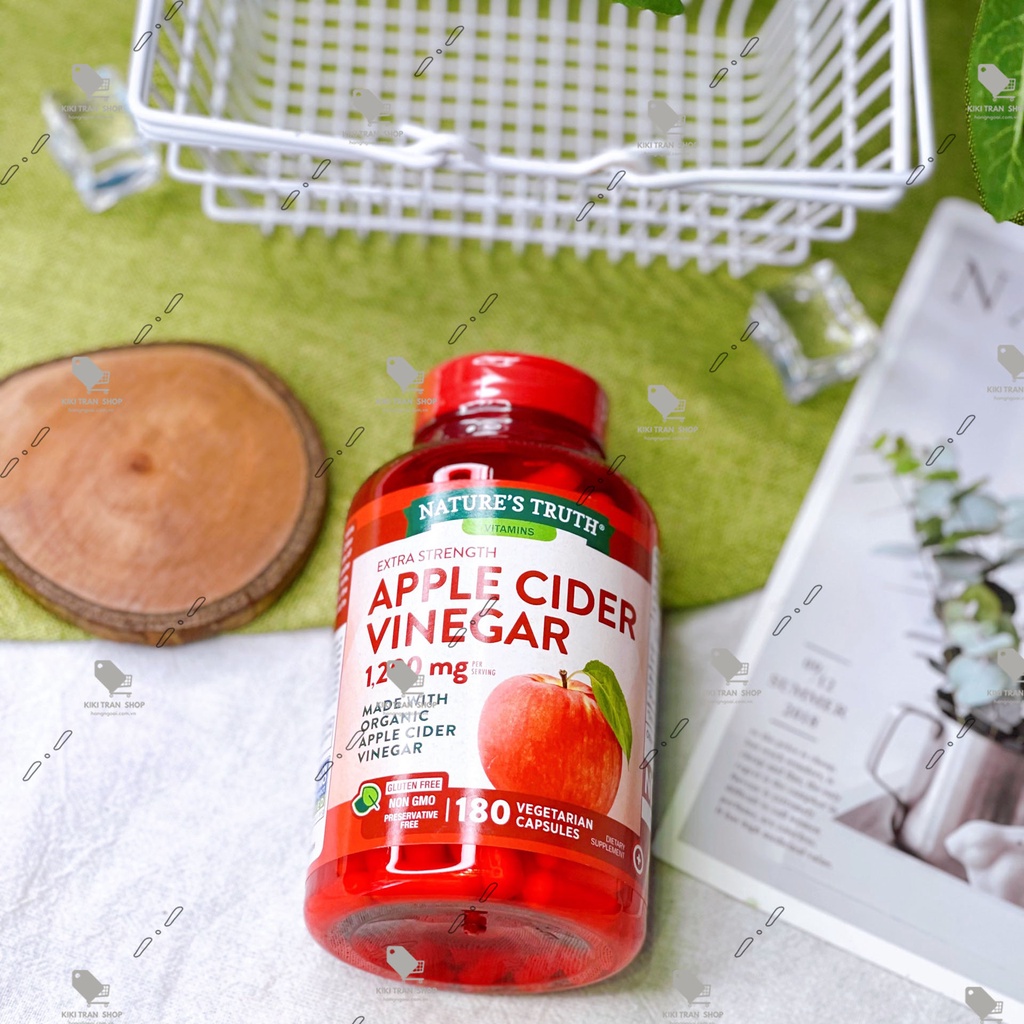 Viên uống giảm cân, giữ dáng đẹp giấm táo Apple Cider Vinegar 1200mg hộp 180 viên, chính hãng Nature’s Truth của Mỹ