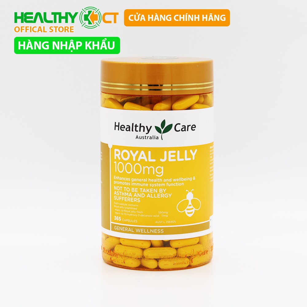 (Hàng Nhập Khẩu) Viên Sữa Ong chúa Healthy Care Royal Jelly 1000mg Lọ 365 viên