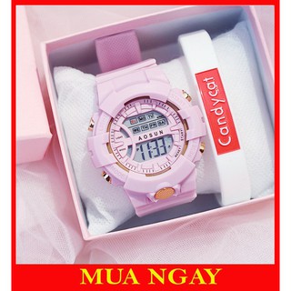 Đồng hồ nam nữ điện tử dây cao su Aosun chống nước DH107