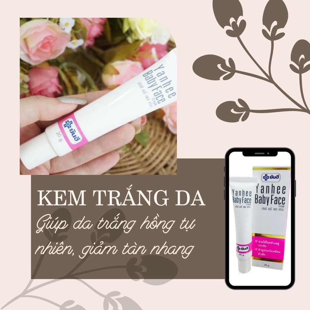 Kem dưỡng trắng da mặt Yanhee Baby Face Cream mờ thâm mụn giúp da trắng hồng mịn màng 20g chính hãng thái lan