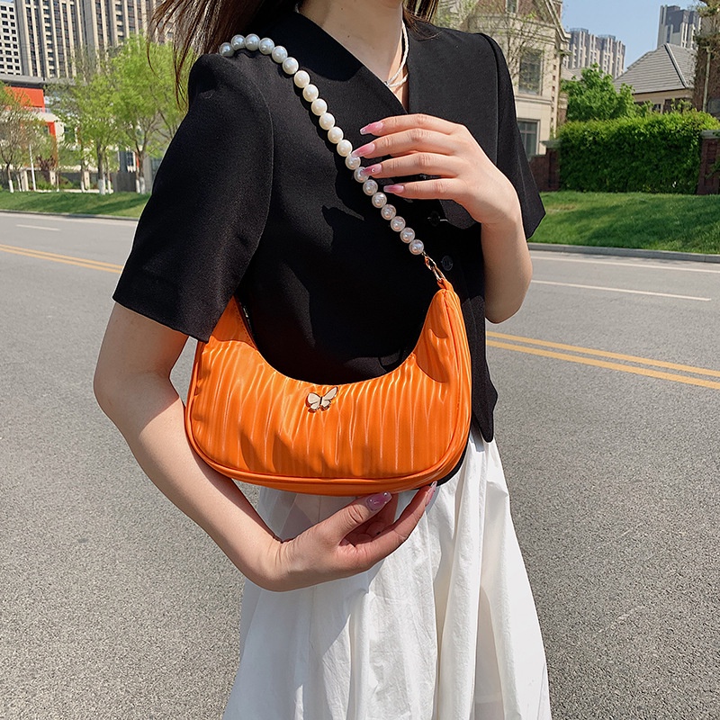 IELGY Túi Đeo Vai Đính Ngọc Trai Nhân Tạo Màu Sắc Đơn Giản Thời Trang Cho Nữ