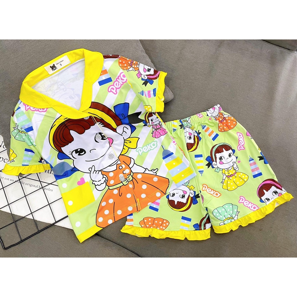 Bộ Đồ Pijama Bé Gái 11-48 Kg Set Quần Áo Trẻ Em Thun Lạnh Cao Cấp Làm Đồ Ngủ Pizama Hoạt Hình 3D Hot Trend Homie Kids