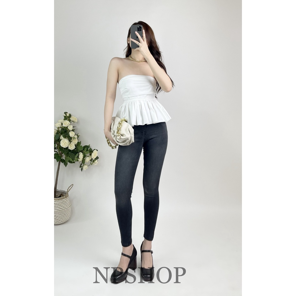 Quần jean nữ lưng cao bigsize NPSHOP siêu co giãn, quần bò nữ ống bó skinny jeans cao cấp JN001