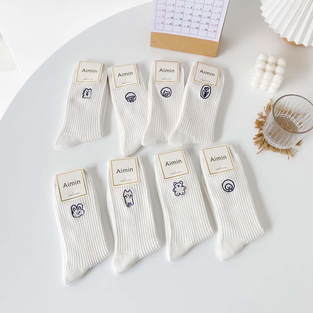 Đôi Vớ Cotton Thoáng Khí Thêu Họa Tiết Hoạt Hình Phong Cách Hàn Quốc Thời Trang Mùa Hè Cho Nữ