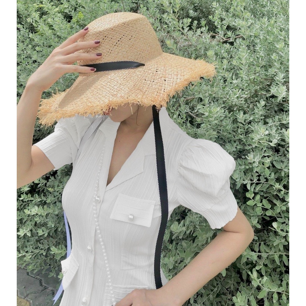 MAXI VẢI SỌC CỔ SƠ MI TAY BÚP