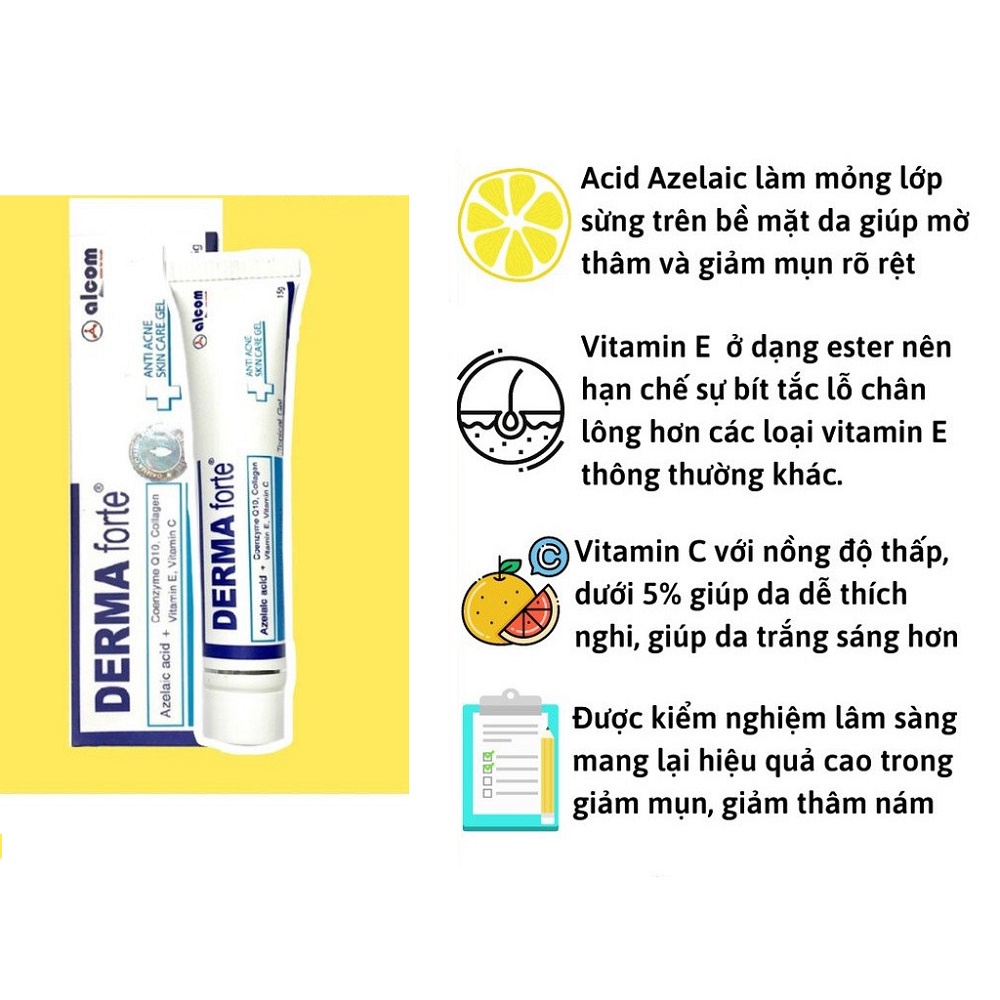 Gel Giảm Mụn, Thâm Sẹo Và Dưỡng Da Gamma Derma Forte Gel 15g - Bản thường