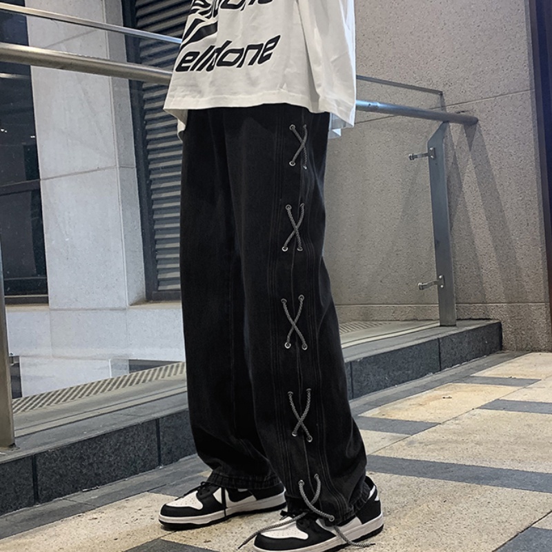 Quần jean ống rộng phong cách retro giản dị thời trang hip hop cho nam S-5XL