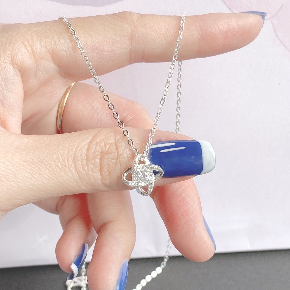 Dây chuyền bạc nữ mặt đính đá, chất liệu bạc ta cao cấp - Trang sức bạc Evasilver